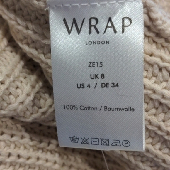 Wrap London Open Front Warm Ecru Knitted Cardigan Sweater with Pockets size 4 - Picture 7 of 8